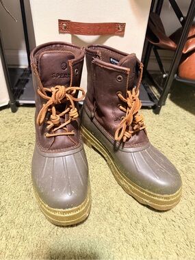 Sperry Brown and Tan Rain Duck Boots